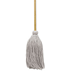 Boardwalk Cotton Deck Mop, 12 oz White Cotton Head, 50" Brown Wood Handle, Dozen (BWKCD50012S)
