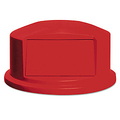 Rubbermaid Commercial Round BRUTE Dome Top with Push Door, 24.81w x 12.63h, Red (264788RED)