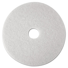 3M Low-Speed Super Polishing Floor Pads 4100, 14" Diameter, White, 5/Carton (08478)