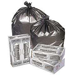 Pitt Plastics Titanium Low-Density Can Liners, 45 gal, 1.7 mil, 39" x 47", Silver, 50/Carton (TI3947S)