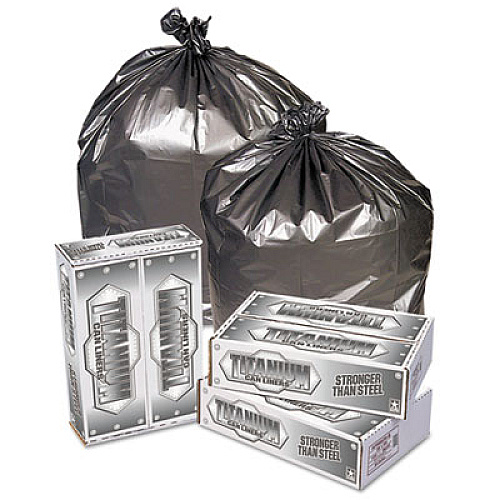 Pitt Plastics Titanium Low-Density Can Liners, 60 gal, 1.7 mil, 39" x 57", Silver, 50/Carton (TI3957S)