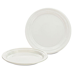 Dart Plastic Plates, 7" dia, White, 125/Pack, 8 Packs/Carton (7PWF)