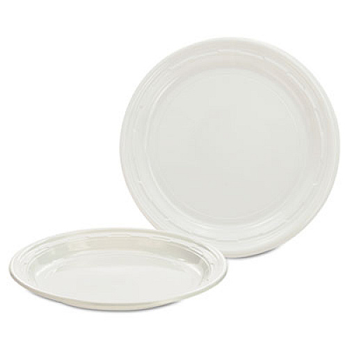 Dart Plastic Plates, 7" dia, White, 125/Pack, 8 Packs/Carton (7PWF)