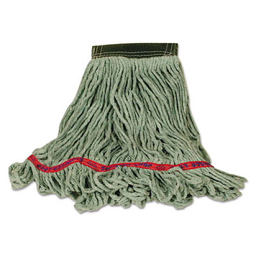Rubbermaid Commercial Swinger Loop Wet Mop Heads, Cotton/Synthetic Blend, Green, Medium, 6/Carton (C152GRE)