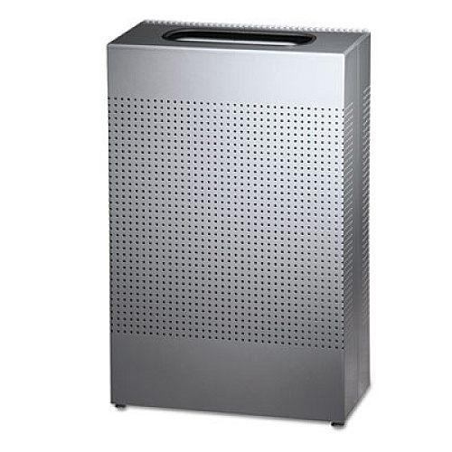 Rubbermaid Commercial Designer Line Silhouettes Waste Receptacle, Steel, 13 gal Capacity, Silver Metallic (SR14EPLSM)