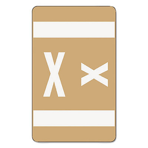 Smead AlphaZ Color-Coded Second Letter Alphabetical Labels, X, 1 x 1.63, Light Brown, 10/Sheet, 10 Sheets/Pack (67194)