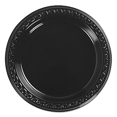 Chinet Heavyweight Plastic Plates, 6" dia, Black, 125/Bag, 8 Bags/Carton (81406C)