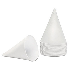 Konie Rolled Rim, Poly Bagged Paper Cone Cups, 4.5 oz, White, 200/Bag, 25 Bags/Carton (45KBR)
