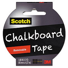 Scotch Chalkboard Tape, 3" Core, 1.88" x 5 yds, Black (1905RCBBLK)