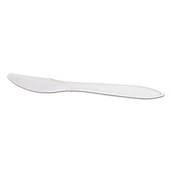 GEN Wrapped Cutlery, 6.25" Knife, Mediumweight, Polypropylene, White, 1,000/Carton (GENMWKIW)