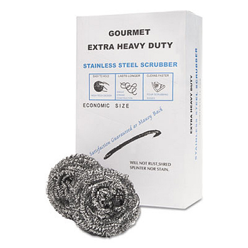 GEN Stainless Steel Scrubber, Steel, 72/Carton