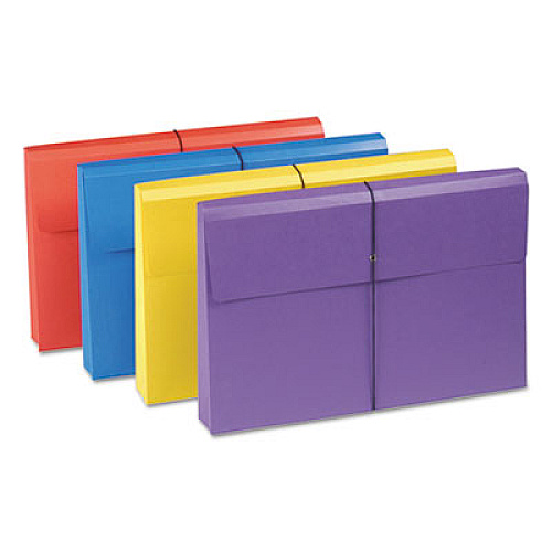 Smead Expanding Wallet with Antimicrobial Protection, 2" Expansion, 1 Section, Elastic Cord, Legal Size, Assorted Colors, 4/Pack (77300)