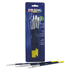 Prang Hobby Five-Brush Set, Assorted Sizes, Natural Hair, Flat; Round Profiles, 5/Set (94005)