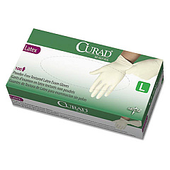 Curad Latex Exam Gloves, Powder-Free, Large, 100/Box (CUR8106)