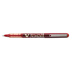 Pilot VBall Liquid Ink Roller Ball Pen, Stick, Fine 0.7 mm, Red Ink, Red Barrel, Dozen (35114)