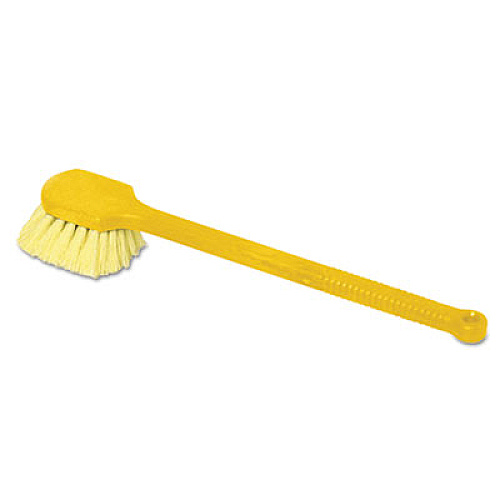 Rubbermaid Commercial Long Handle Scrub, Yellow Synthetic Bristles, 20" Brush, 20" Gray Plastic Handle (9B32CT)
