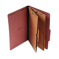 Universal Six-Section Classification Folder w/ Pockets, 2 Dividers, Legal Size, Red, 10/Box (UNV10326)