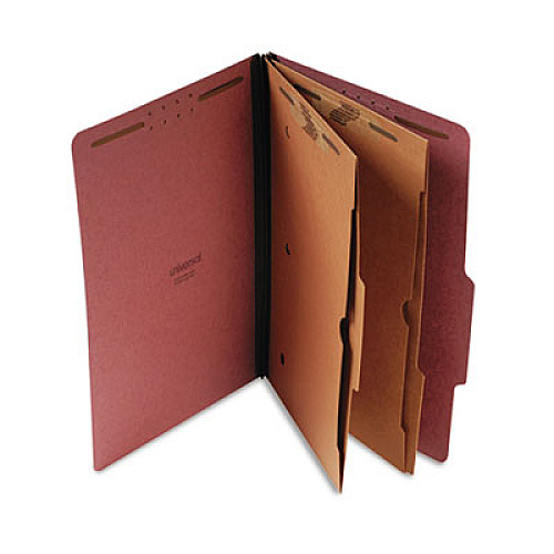 Universal Six-Section Classification Folder w/ Pockets, 2 Dividers, Legal Size, Red, 10/Box (UNV10326)