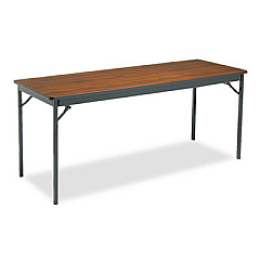 Barricks Special Size Folding Table, Rectangular, 72w x 24d x 30h, Walnut/Black (CL2472WA)