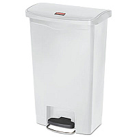 Rubbermaid Commercial Slim Jim Resin Step-On Container, Front Step Style, 13 gal, White (1883557)