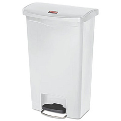 Rubbermaid Commercial Slim Jim Resin Step-On Container, Front Step Style, 13 gal, White (1883557)