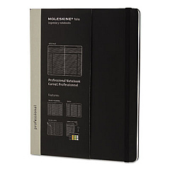Moleskine Professional Notebook, Hardcover, 1 Subject, Narrow Rule, Black Cover, 9.75 x 7.5, 192 Sheets (PROPFNTB4HBK)