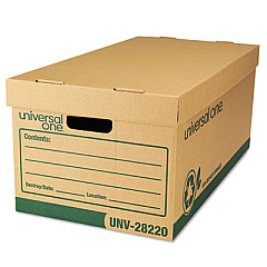 Universal Recycled Heavy-Duty Record Storage Box, Letter Files, Kraft/Green, 12/Carton (UNV28220)