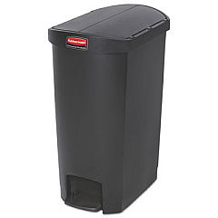 Rubbermaid Commercial Slim Jim Resin Step-On Container, End Step Style, 13 gal, Black (1883612)