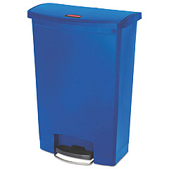 Rubbermaid Commercial Slim Jim Resin Step-On Container, Front Step Style, 24 gal, Blue (1883597)