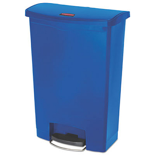 Rubbermaid Commercial Slim Jim Resin Step-On Container, Front Step Style, 24 gal, Blue (1883597)