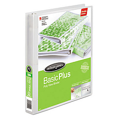 Wilson Jones Flexible Poly Round Ring View Binder, 3 Rings, 1" Capacity, 11 x 8.5, Clear (43337)