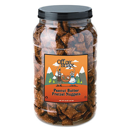 Office Snax Pretzel Assortment, Peanut Butter, 44 oz, Canister (375)