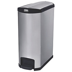 Rubbermaid Commercial Slim Jim Stainless Steel Step-On Container, End Step Style, 24 gal, Black (1902000)