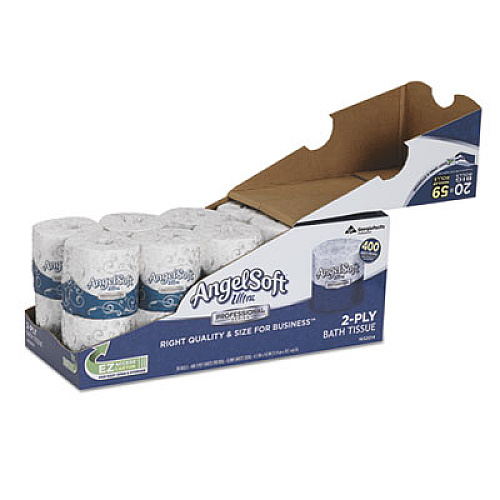 Georgia Pacific Professional Angel Soft ps Ultra 2-Ply Premium Bathroom Tissue, Septic Safe, White, 400 Sheets/Roll, 20/Ct (1632014)