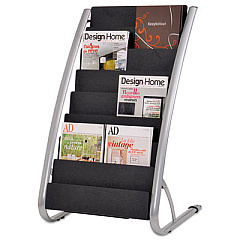 Alba Literature Floor Rack, 16 Pocket, 23w x 19.67d x 36.67h, Silver Gray/Black (DDEXPO8)