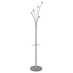 Alba Festival Coat Stand with Umbrella Holder, Five Knobs, 14w x 14d x 73.67h, Silver Gray (PMFEST)