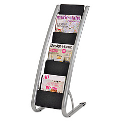 Alba Literature Floor Rack, 6 Pocket, 13.33w x 19.67d x 36.67h, Silver Gray/Black (DDEXPO6)