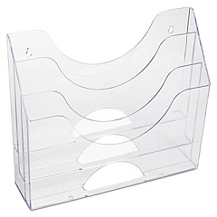 Rubbermaid Optimizers Multifunctional Three-Pocket File Folder Organizer, 3 Sections, Letter Size Files, 13" x 3.5" x 11.5", Clear (96050ROS)