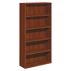 HON 10700 Series Wood Bookcase, Five-Shelf, 36w x 13.13d x 71h, Cognac (10755CO)