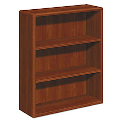 HON 10700 Series Wood Bookcase, Three-Shelf, 36w x 13.13d x 43.38h, Cognac (10753CO)