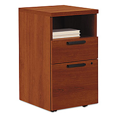 HON 10500 Series Mobile Pedestal File, Left or Right, 2-Drawers: Box/File, Legal/Letter, Cognac, 15.75" x 18.88" x 28" (105109CO)