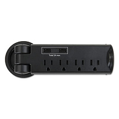 Safco Pull-Up Power Module, 4 Outlets, 2 USB Ports, 8 ft Cord, Black (2069BL)