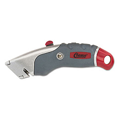 Clauss Titanium Auto-Retract Utility Knife, Gray/Red, 2 3/10" Blade (18966)