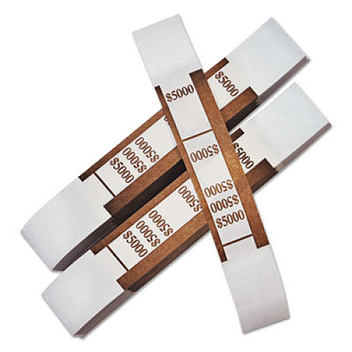 Iconex Color-Coded Kraft Currency Straps, $50 Bill, $5000, Self-Adhesive, 1000/Pack (94190066)