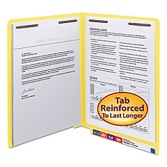 Smead WaterShed CutLess End Tab Fastener Folders, 2 Fasteners, Letter Size, Yellow Exterior, 50/Box (25950)