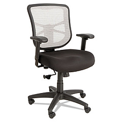 Alera Elusion Series Mesh Mid-Back Swivel/Tilt Chair, Supports 275lb, 17.9" to 21.8" Seat, Black Seat, White Back, Black Base (ALEEL42B04)