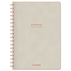 AT-A-GLANCE Collection Twinwire Notebook, 1 Subject, Wide/Legal Rule, Tan/Red Cover, 9.5 x 7.25, 80 Sheets (YP14007)
