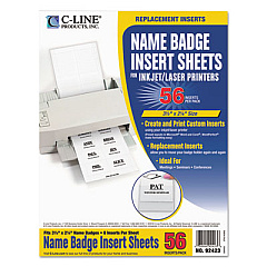 C-Line Name Badge Inserts, 3 1/2 x 2 1/4, White, 56/Pack (92423)