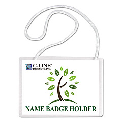C-Line Specialty Name Badge Holder Kits, 4 x 3, Horizontal Orientation, White, 50/Box (97043)