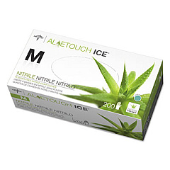 Medline Aloetouch Ice Nitrile Exam Gloves, Medium, Green, 200/Box (MDS195285)
